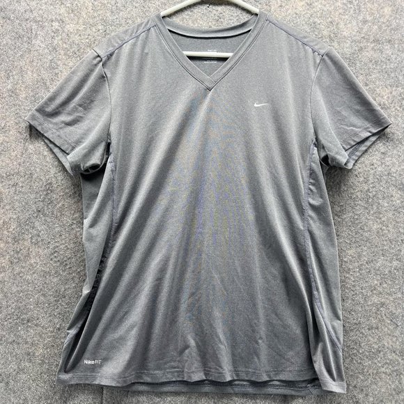 Nike Shirt Women Extra Large Gray V Neck Athletic Tee Training Vintage Swoosh - Picture 1 of 12